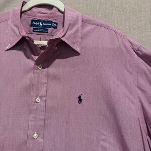 Ralph Lauren Blake Men’s Button-Down Shirt XL Red Micro Check 100% Cotton